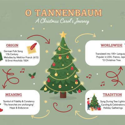 Firefly_Gemini Flash_Een infographic van het kerstliedje oh denneboom, met de woorden oorsprong betekenis 592256